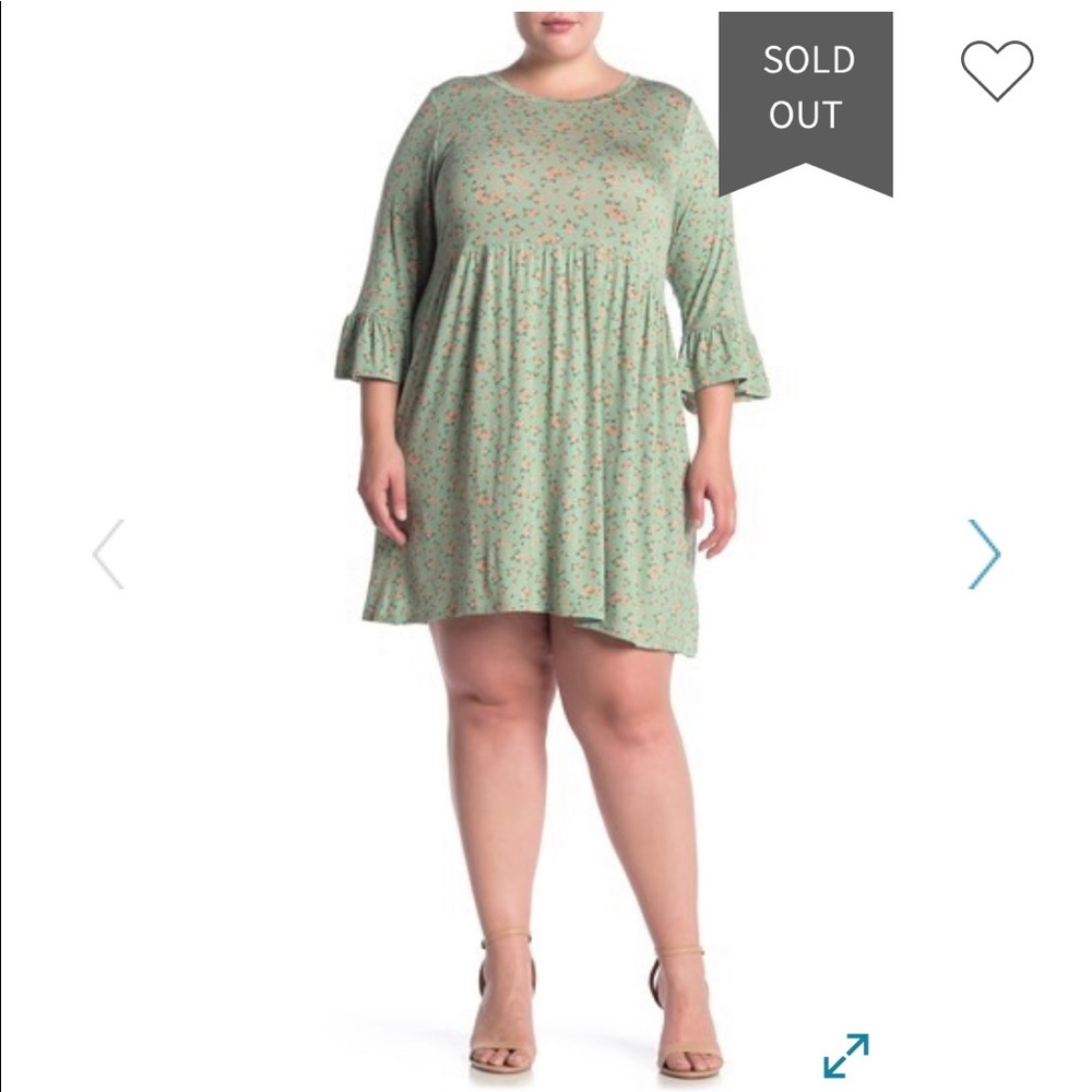 Bobeau Floral Print Ruffle Sleeve Babydoll Dress